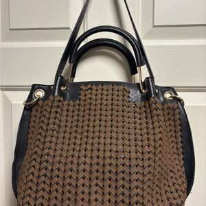Sondra Roberts Black and Brown Woven Hobo Bag